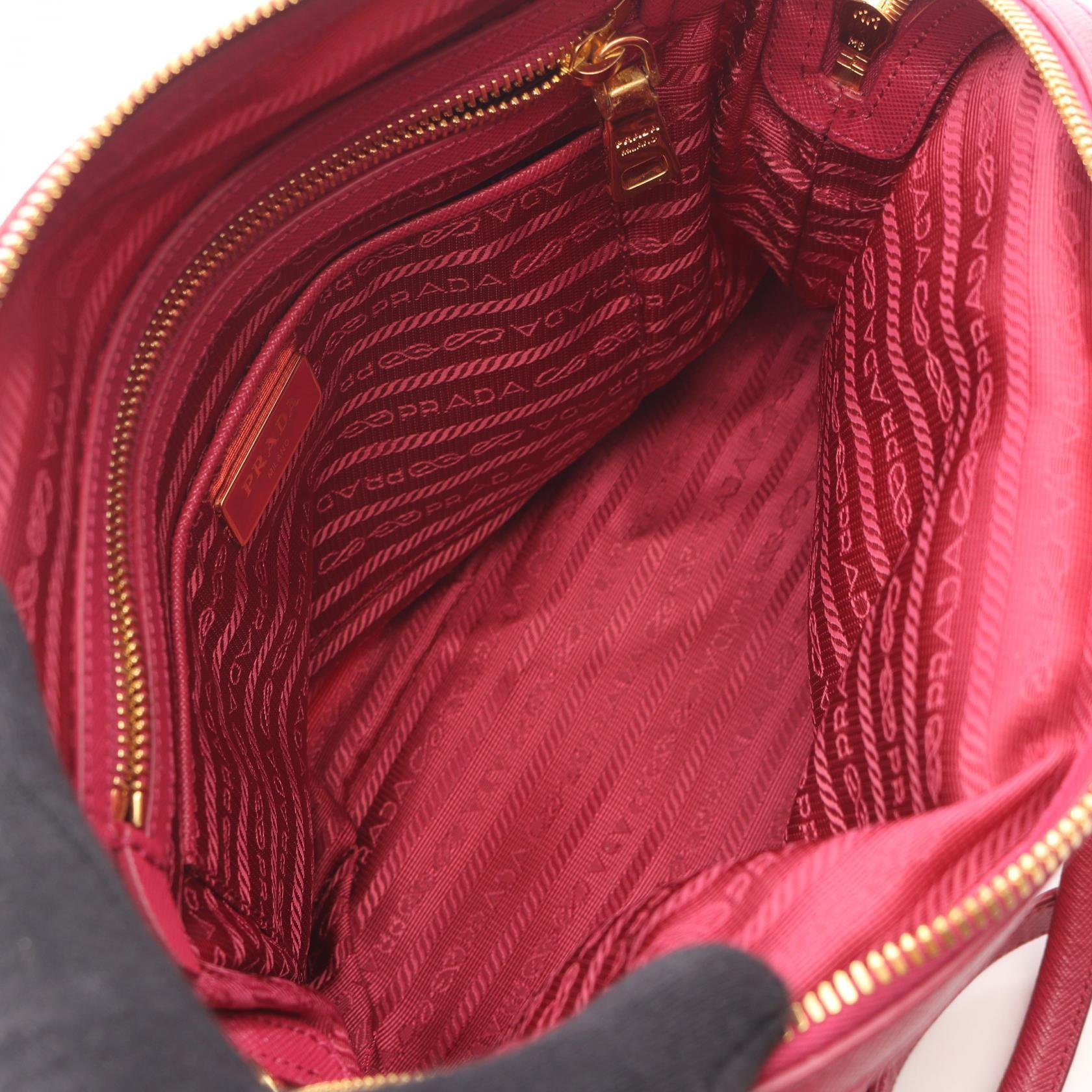 Prada Pink Saffiano Tessuto Handbag Leather